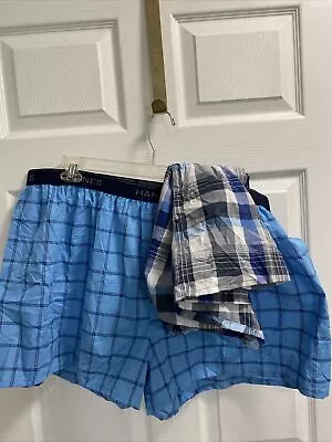 Hanes ~ 2-Pair Mens Boxers Underwear Cotton Blend Big Man Plaid ~ 3X (48-50) • $14.99