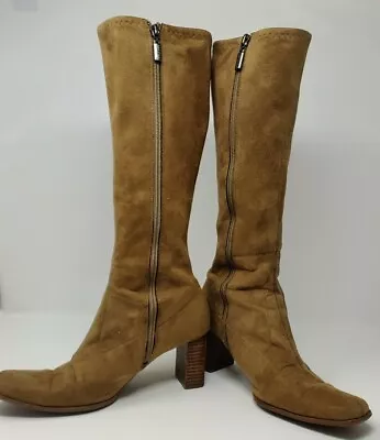 Candie’s Suede Knee High Go Go Boot Brown Side Zip Women's Size 8 Vintage 90's • $40