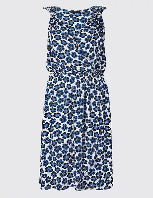 £13.50 • Buy Perfect For Summer - BNWT M&S Beachwear Blue Floral Wrap Dress 10 16 18 24