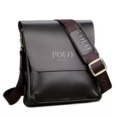 Men's Messenger Bag Leather Polo Crossbody Handbags Shoulder Travel Bags • £18.99