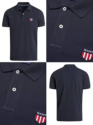 GANT Polo Shirt Retro Shield Polo Shirt Pique Logo Shirt T-Shirt / S • $67.18