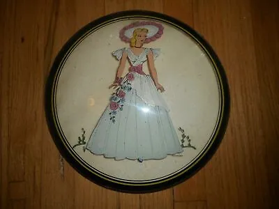 Vintage Bilderbacks Domed Convex Glass Hand Painted Woman In Dress • $34.95