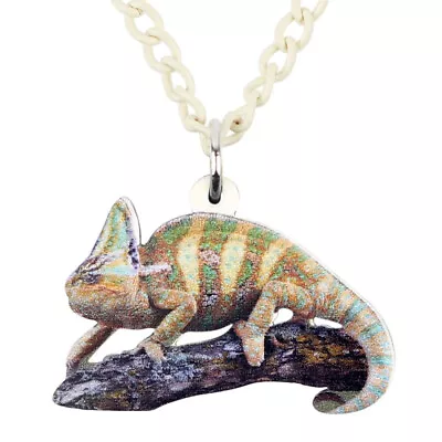 Acrylic Chameleon Lizard Necklace Pendant Fashion Collar Jewelry For Women Gifts • $6.99