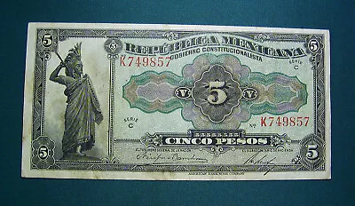 1915 MEXICO Gobierno Constitucionalista Cinco 5 Pesos Banknote Pick S685a  LOOK • $9.99