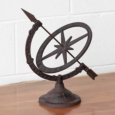 Cast Iron Garden Sundial Ornament Armillary Ornate Rustic Antique Style Decor • £32.95