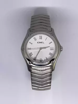 $1800 • Buy EBEL Classic WAVE E9187F41 Steel WHITE Dial Quartz 37mm MENS Watch VERY NICE
