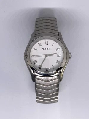 $1800 • Buy EBEL Classic WAVE E9187F41 Steel WHITE Dial Quartz 37mm MENS Watch VERY NICE