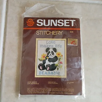 Vintage Sunset Stitchery Love Makes Life BEARable Stitchery Kit • $9.99