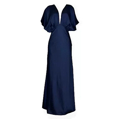 NWT BHLDN Leila Satin Charmeuse Maxi Dress Midnight 12 (US) • £239.02