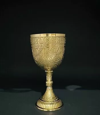 Medieval Gothic Brass Embossed Chalice Goblets Of King Arthur Antique Wine Glass • $89.96