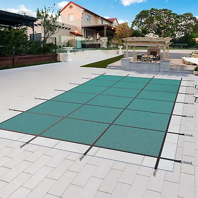 TAUS Inground Pool Safety Cover Winter Mesh Pool Cover 16 X 40ft W/ Tools Green • $475.77