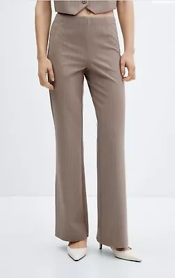 Mango High-Waist Straight Leg Pinstripe Trousers Long Design Size Medium Co-ord  • £21.99