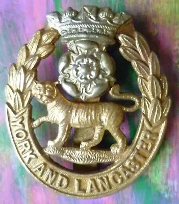 WW1 York And Lancaster Regiment Cap Badge Bi Metal Slider ANTIQUE Original • £34.99