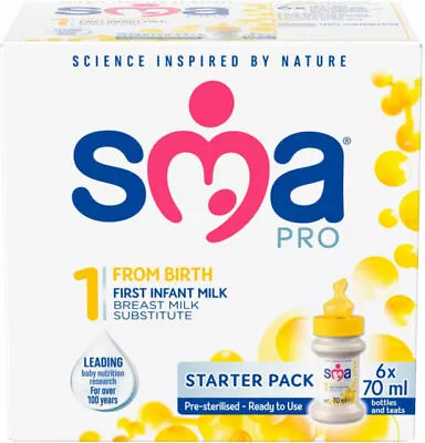 SMA PRO First Infant Milk From Birth Starter Pack 12x70ml Pack - Honest Grocer • £29.99