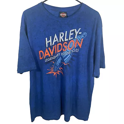 Harley Davidson T Shirt Mens Size XL Huntington Beach California Blue S/S • $13.63