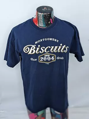 Montgomery Biscuits MILB Blue Tshirt Minor Leagues Size Large  • $13