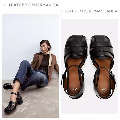 Zara Leather Fisherman Sandals Sz 10 • $95