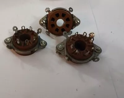 Eby TS101P02 8-Pin Tube Socket LOT Of 3 Vintage Octal Brown Panel Mount • $28