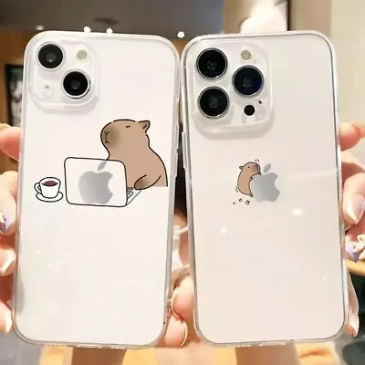 Cartoon Animal Capybara Soft Clear Case For IPhone 15 14 13 12 11 Pro Max Cover • £3.59