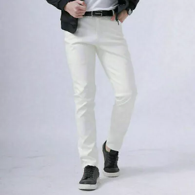 Mens Punk Faux Leather Slim Fit Pants Stretch Leggings Trousers Stage Show Club • $27.58