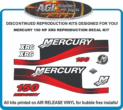MERCURY 150 HP XR6 Reproduction Decal Kit Other HP'S And Colours Available • $53.71