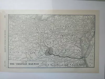 Original Vintage Map Of The Virginian Railway - 1910 • $20