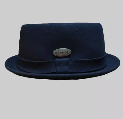 Kangol LiteFelt® Pork Pie Hat Men's Large Short Brim 100% Wool Navy Blue • $49.77