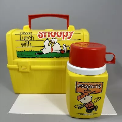 1950 Peanuts Thermos W/1968 Snoopy Lunch Box Both By United Feature Syndicate • $49.99