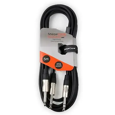 £12.99 • Buy 6.35mm 1/4  Stereo TRS Jack To 2 X 6.35mm 1/4  Mono Jack Insert Cable / Y Lead