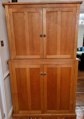 £399.99 • Buy Oak Butlers Pantry Kitchen Larder Unit Cabinet Wooden Dresser Linen Cupboard VGC