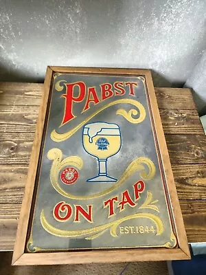 Vintage Lucid Lines Acid Etched Mirrors Pabst On Tap Blue Ribbon Beer Est. 1844 • $157.05