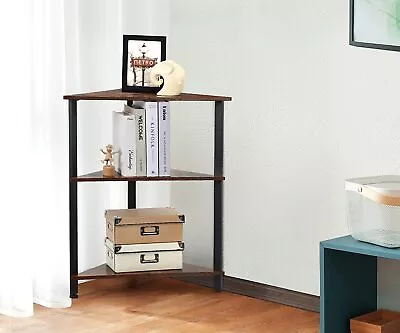 3 Tier Corner Bookshelf Bookcase Display Rack Shelf W/ Metal Frame For Bedroom • $37.43