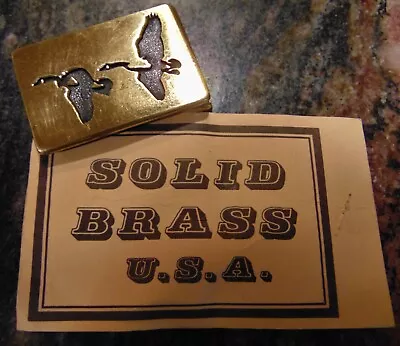 Vintage Solid Brass  Flying Geese  Belt Buckle ~ Hand Polished ~ Original Papers • $15.95