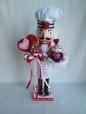 15  Handcrafted Valentines Day Nutcracker Baker W Cakes Cookies Roses & Hearts • $49.99