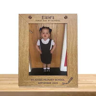 PERSONALISED Engraved First Day Of School Wooden Photo Frame Keepsake • £11.95