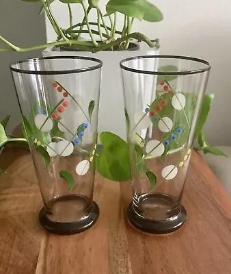 Hand Painted Tumblers Footed Glasses Set Of 2  • £19.28