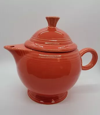 VTG Fiestaware Persimmon Teapot Round Kettle Handle W/ Lid Pottery • $33.68