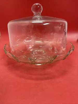 Vintage Scalloped Cake Plate /  Stand And Clear Cloche • $45