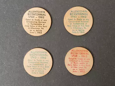 Set Of 4 Wooden Nickels - Allentown PA 1762 - 1962.  Four Colors - FREE SHIP • $6.50