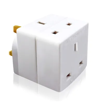 2 Way 3 Pin Adaptor Socket 13 Amp Double Socket Household Multi Plug Adapter Uk • £6.29