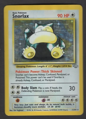 $13.10 • Buy 1999 Snorlax 11/64 Holo Rare - Pokemon Jungle Base Series - Vintage WOTC