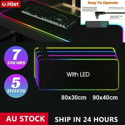 $6.99 • Buy LED Gaming Mouse Pad Large RGB Extended Mousepad Keyboard Desk Anti-slip Mat AU