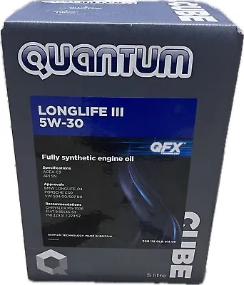 Quantum 5l Longlife Iii 5w-30 Fully Synthetic Engine Oil - Zgb115qlb01505 • £36.99