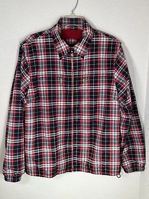 Catalina Jacket Womens Large 12/14 Plaid Red Navy Blue Windbreaker Rain Coat • $17.88