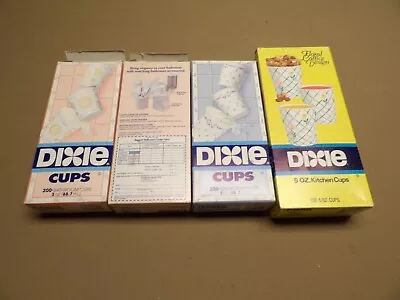 3 BOXES VINTAGE 3 Oz DIXIE CUPS 200 Ct Design Bathroom Cups Plus Bonus 5 Oz Cups • $58.88