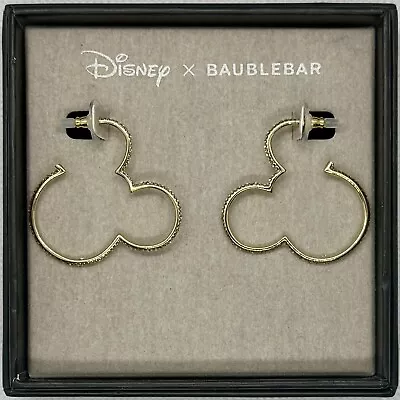 Disney X Baublebar Mickey Mouse Outline Hoop White Crystal Earrings NIB! • $18.95