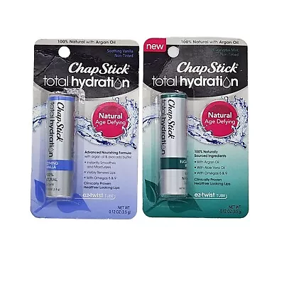 ChapStick Total Hydration 2 Lip Balm Sticks Soothing Vanilla Eucalyptus Mint • $11.50