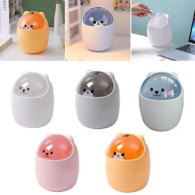 Mini Small Waste Bin Desktop Garbage Basket Home Office Table Trash Can With Lid • £5.99
