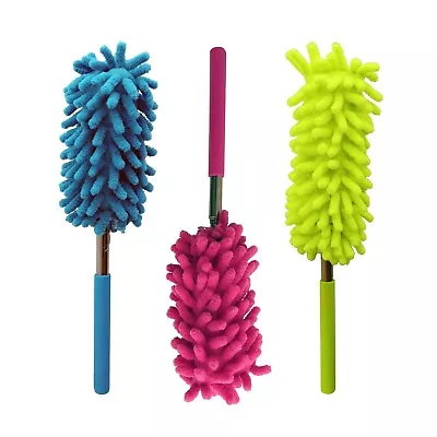 TELESCOPIC MAGIC MICROFIBRE CLEANING FEATHER DUSTER EXTENDING BRUSH 3 Pieces • £7.99