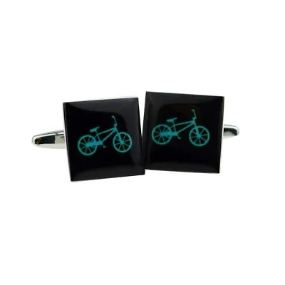 £7.55 • Buy Cyclist Bike Square Cufflinks NEW Cycling Cuff Buttons Wedding Christmas Gift
